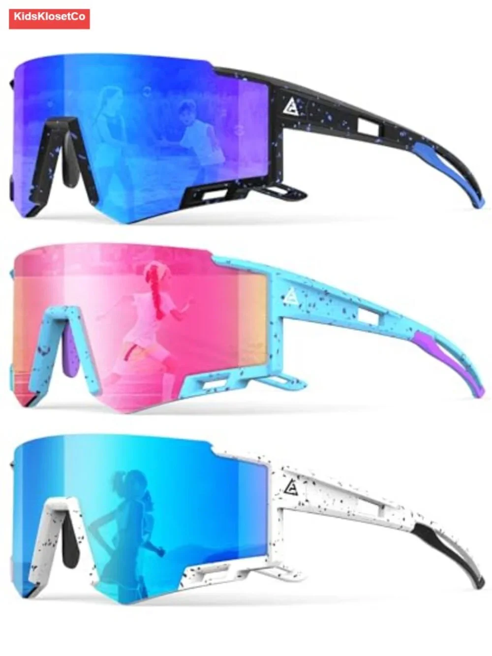 Youth Baseball Sunglasses UV400 Protection 3 Pack Sports Wrap Around Sunglasses
